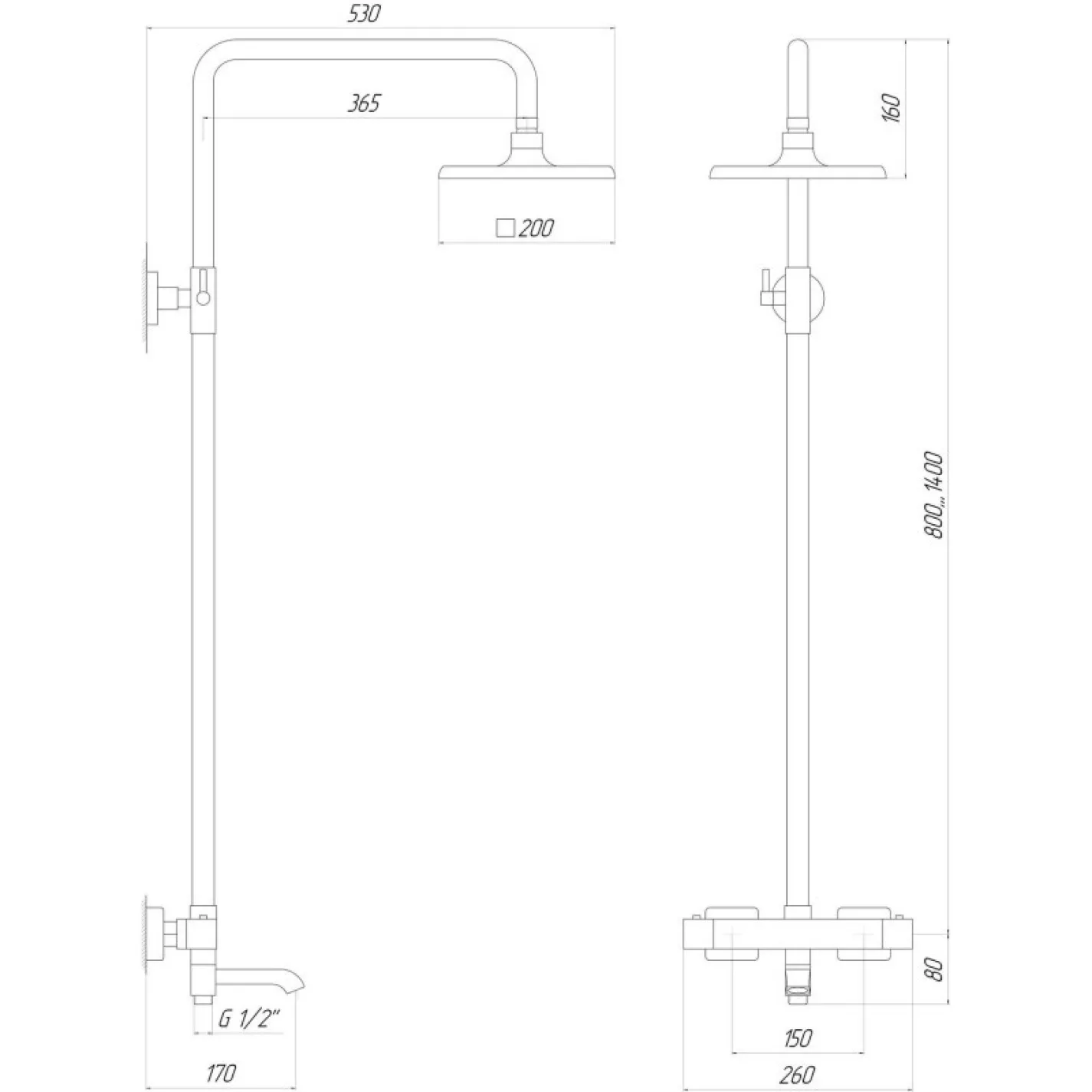 Душова система Globus Lux Termostatic Q GLM-0041T-BB чорний - Фото 3